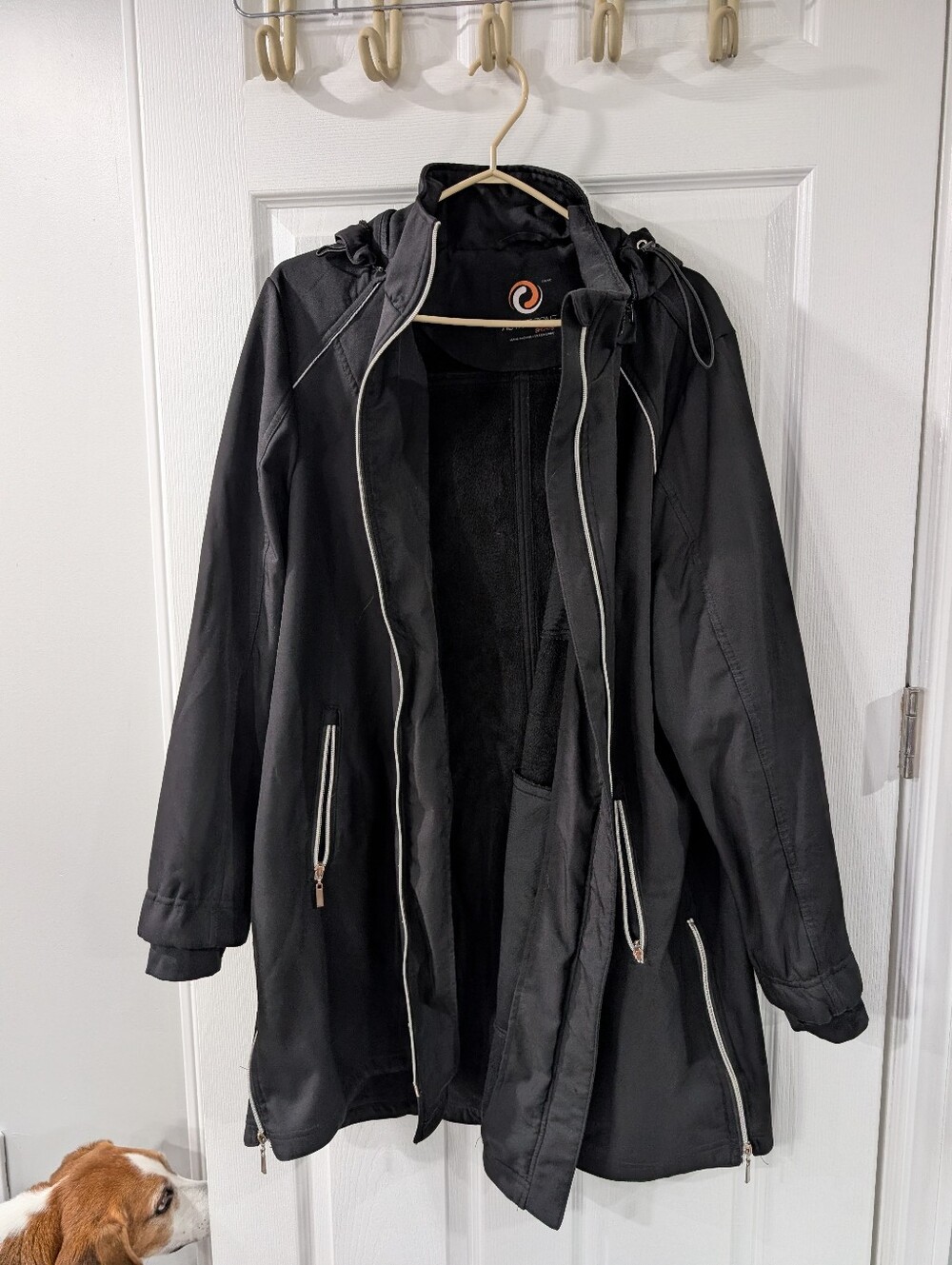 2x Black Hooded Weather-Resistant Coat